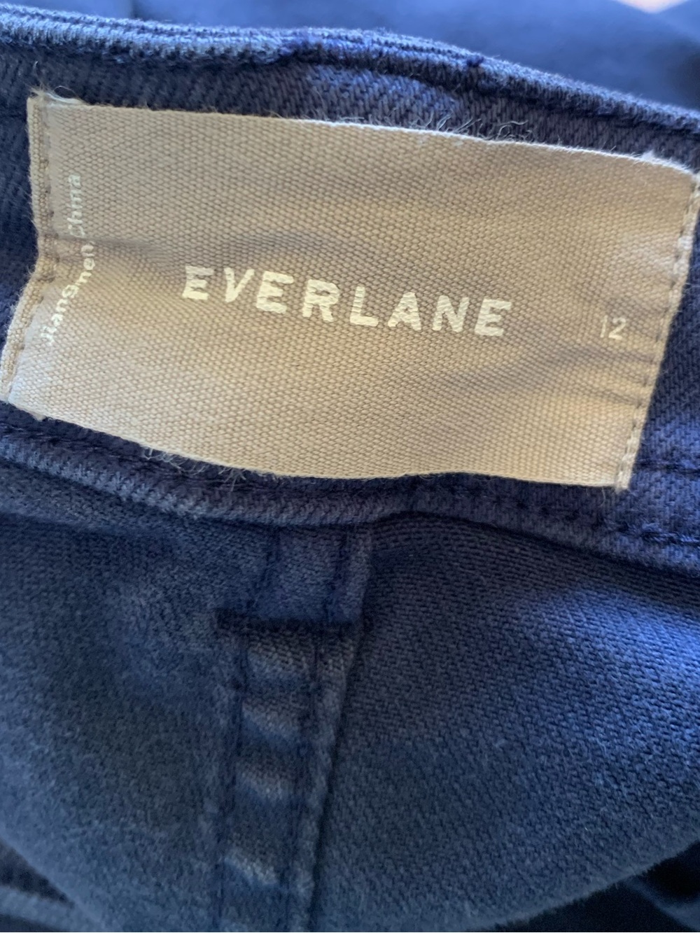 EVERLANE Wide Leg Crop Chino Dark Blue Denim Jeans Size 12 - Picture 8 of 8